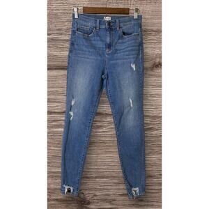 Sneak Peek Juniors Medium Wash High Rise Distressed Jeans Size 5